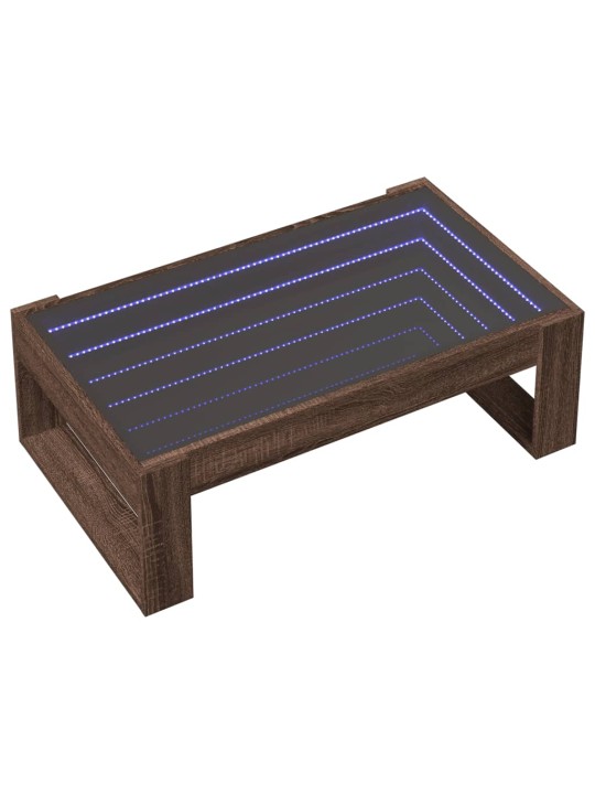 Konferenční stolek s infinity led hnědý dub 90 x 53 x 30 cm
