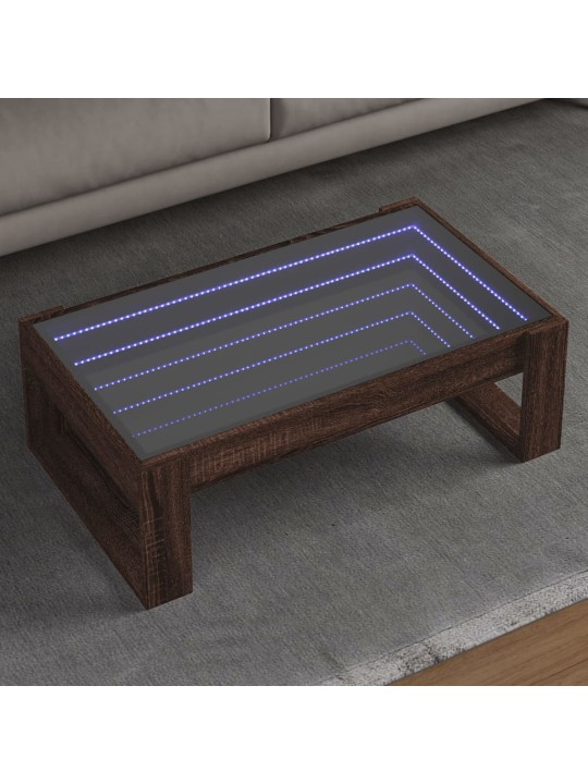 Konferenční stolek s infinity led hnědý dub 90 x 53 x 30 cm