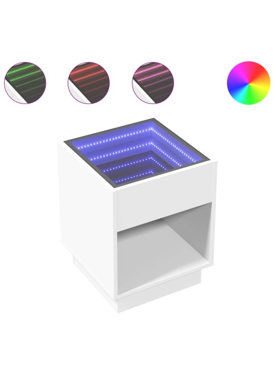 Konferenční stolek s Infinity LED bílý 40 x 40 x 50 cm