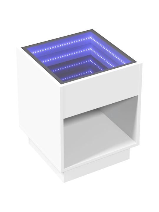 Konferenční stolek s Infinity LED bílý 40 x 40 x 50 cm