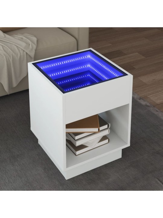 Konferenční stolek s Infinity LED bílý 40 x 40 x 50 cm