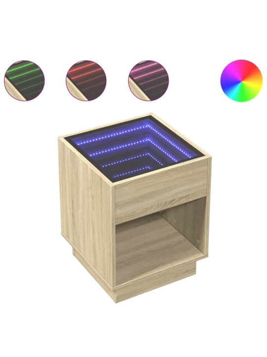 Konferenční stolek s Infinity LED dub sonoma 40 x 40 x 50 cm