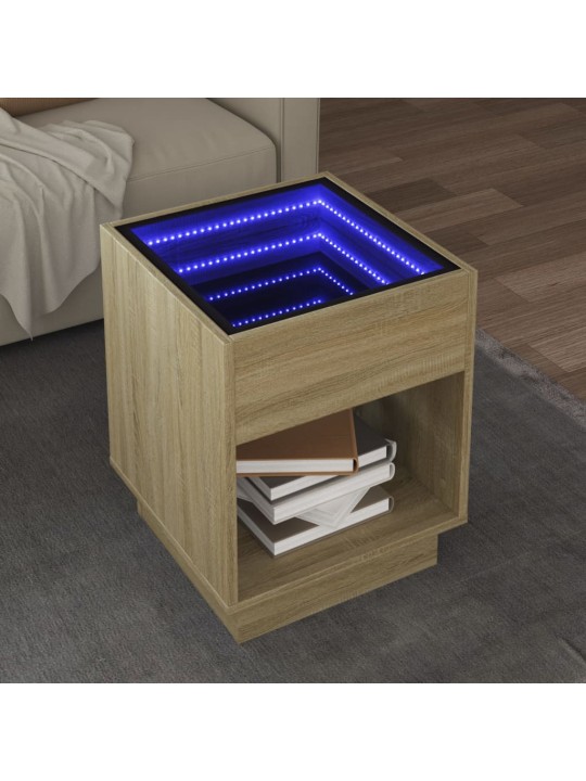 Konferenční stolek s Infinity LED dub sonoma 40 x 40 x 50 cm