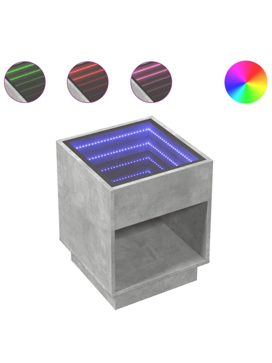 Konferenční stolek s Infinity LED betonově šedý 40 x 40 x 50 cm