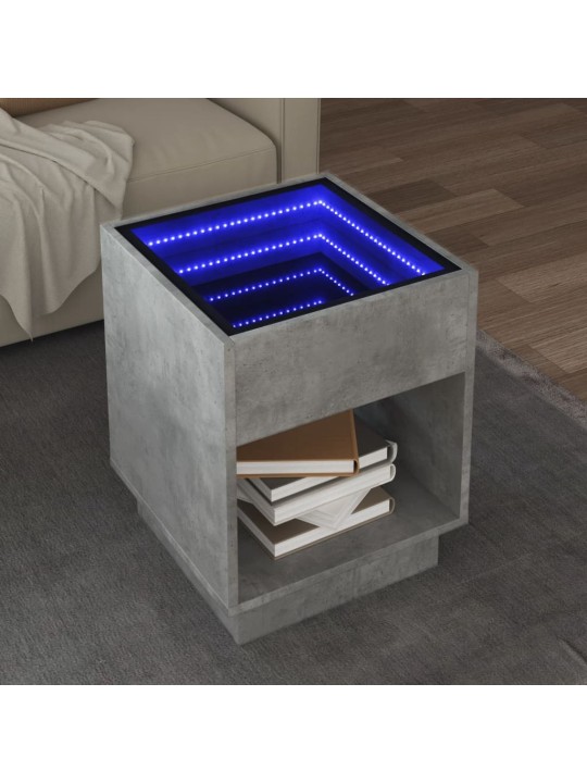 Konferenční stolek s Infinity LED betonově šedý 40 x 40 x 50 cm