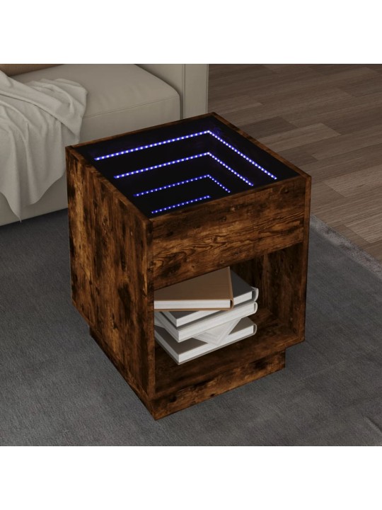 Konferenční stolek s infinity led kouřový dub 40 x 40 x 50 cm