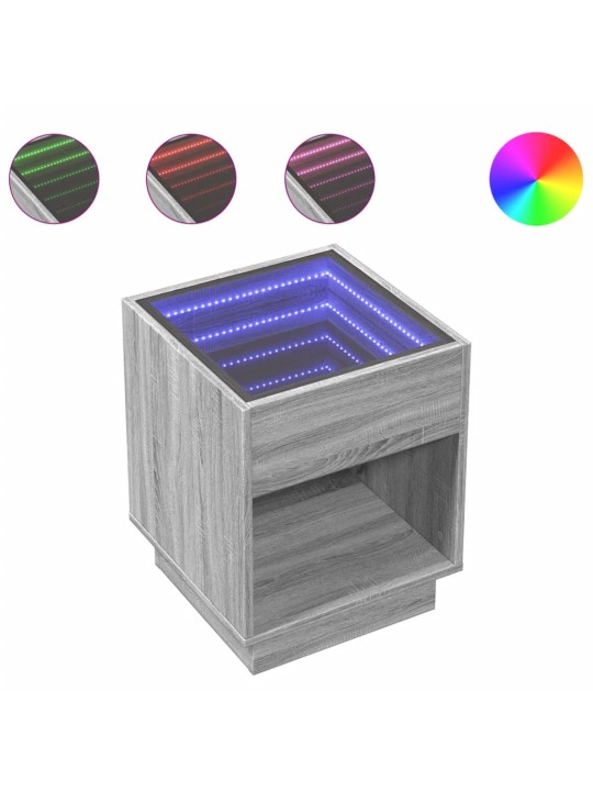 Konferenční stolek s infinity led šedý sonoma 40 x 40 x 50 cm