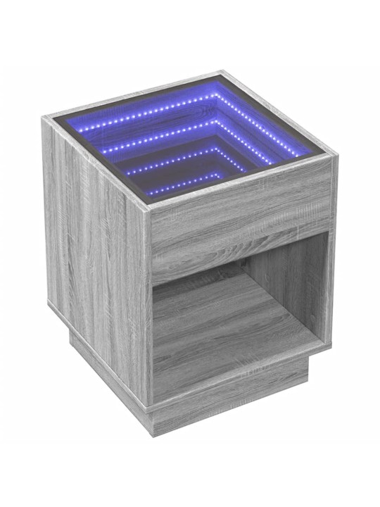 Konferenční stolek s infinity led šedý sonoma 40 x 40 x 50 cm