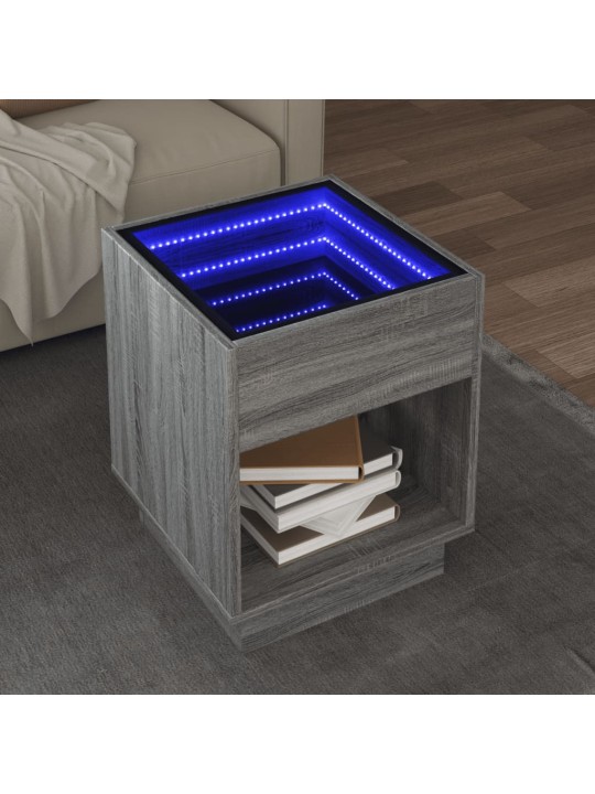 Konferenční stolek s infinity led šedý sonoma 40 x 40 x 50 cm