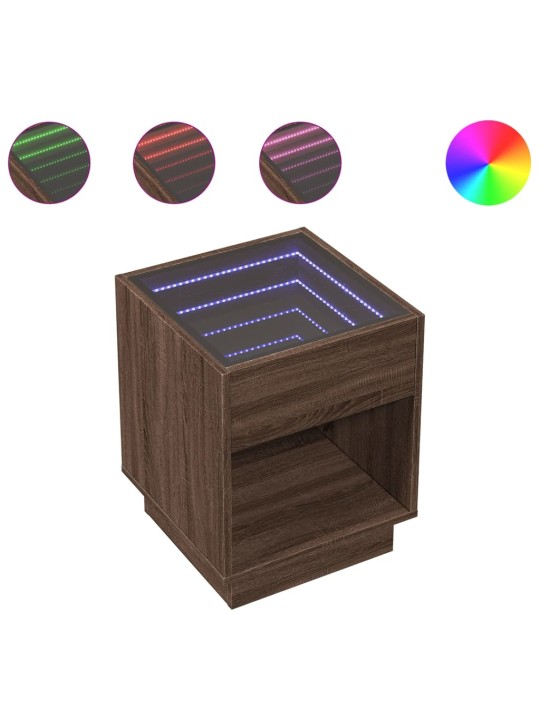 Konferenční stolek s infinity led hnědý dub 40 x 40 x 50 cm