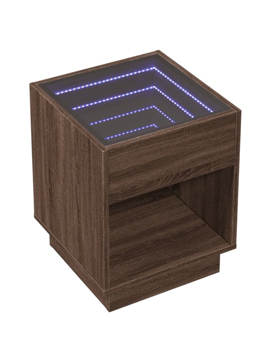 Konferenční stolek s infinity led hnědý dub 40 x 40 x 50 cm