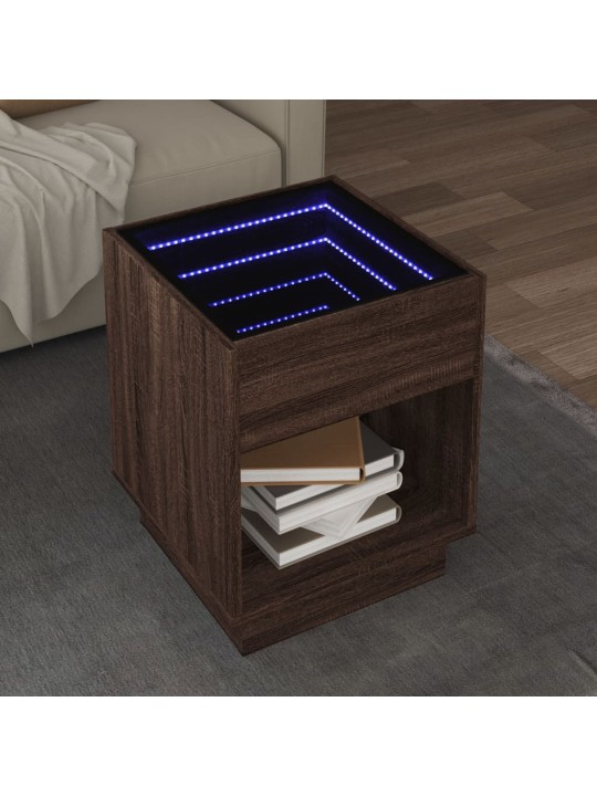 Konferenční stolek s infinity led hnědý dub 40 x 40 x 50 cm