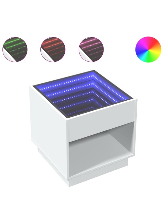 Konferenční stolek s Infinity LED bílý 50 x 50 x 50 cm