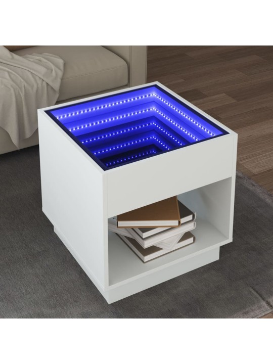 Konferenční stolek s Infinity LED bílý 50 x 50 x 50 cm