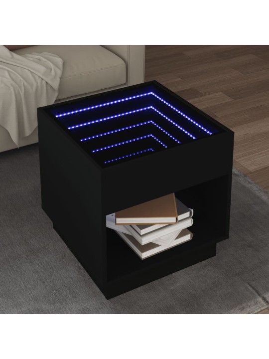 Konferenční stolek s Infinity LED černý 50 x 50 x 50 cm