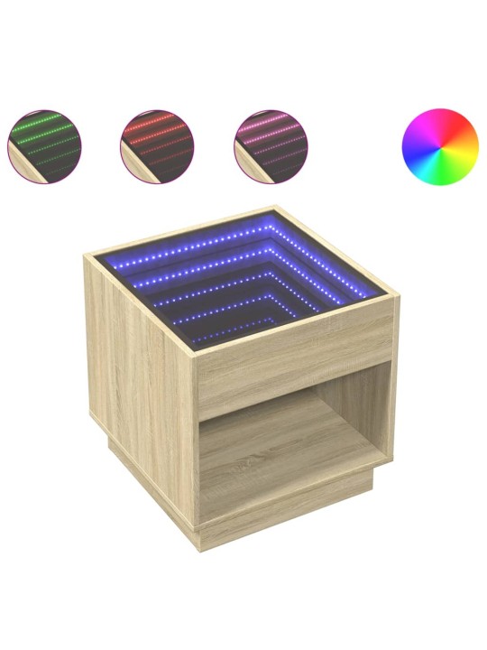 Konferenční stolek s Infinity LED dub sonoma 50 x 50 x 50 cm