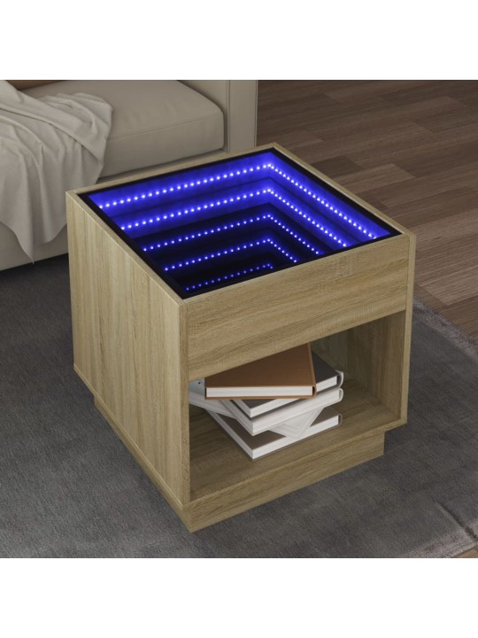Konferenční stolek s Infinity LED dub sonoma 50 x 50 x 50 cm