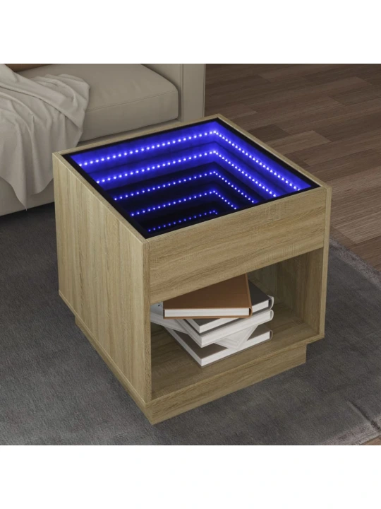Konferenční stolek s Infinity LED dub sonoma 50 x 50 x 50 cm