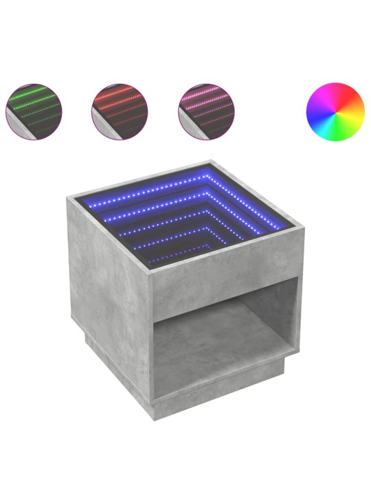 Konferenční stolek s Infinity LED betonově šedý 50 x 50 x 50 cm