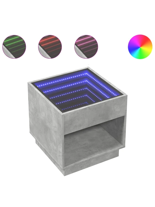 Konferenční stolek s Infinity LED betonově šedý 50 x 50 x 50 cm
