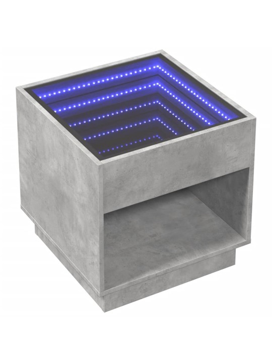 Konferenční stolek s Infinity LED betonově šedý 50 x 50 x 50 cm