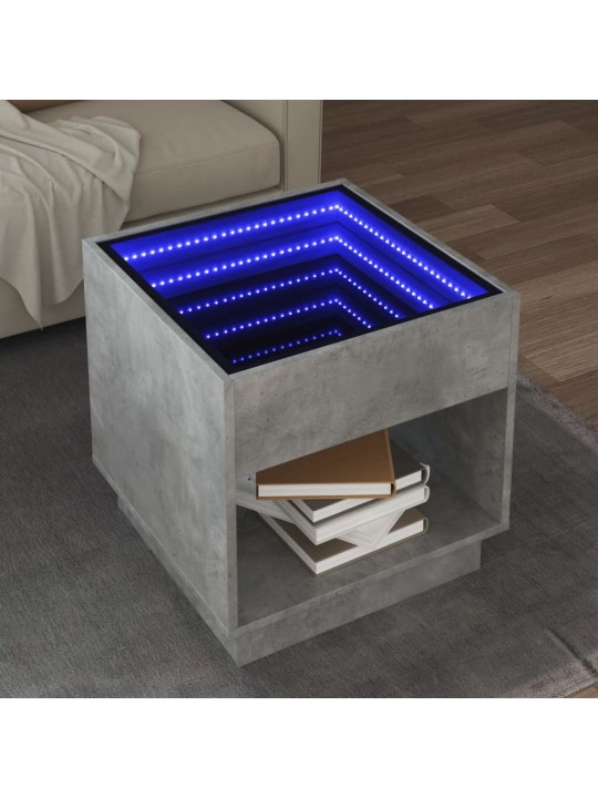 Konferenční stolek s Infinity LED betonově šedý 50 x 50 x 50 cm