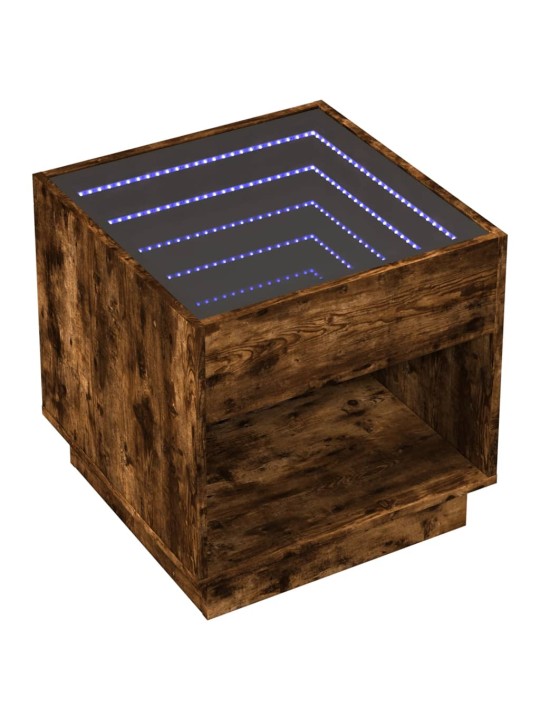 Konferenční stolek s infinity led kouřový dub 50 x 50 x 50 cm