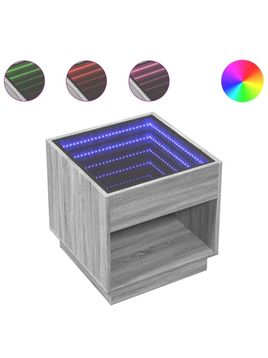 Konferenční stolek s infinity led šedý sonoma 50 x 50 x 50 cm