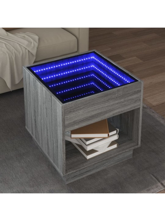 Konferenční stolek s infinity led šedý sonoma 50 x 50 x 50 cm