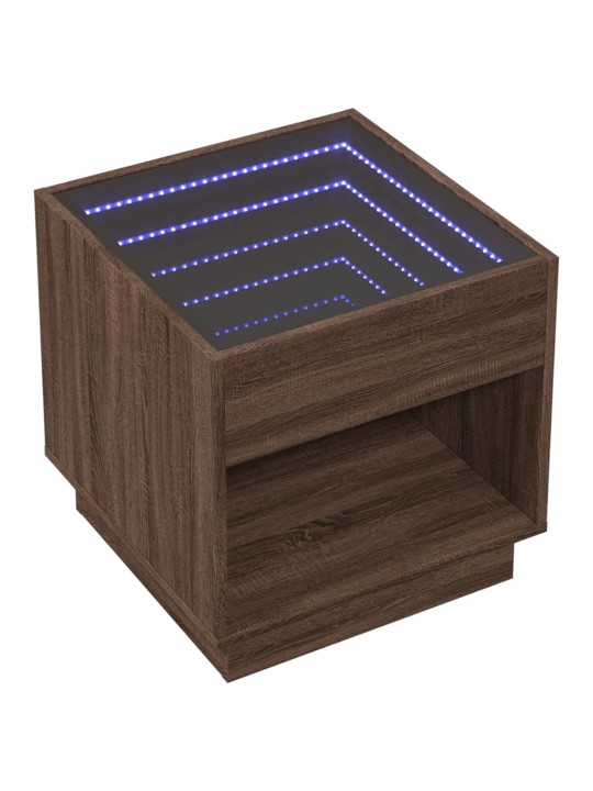Konferenční stolek s infinity led hnědý dub 50 x 50 x 50 cm
