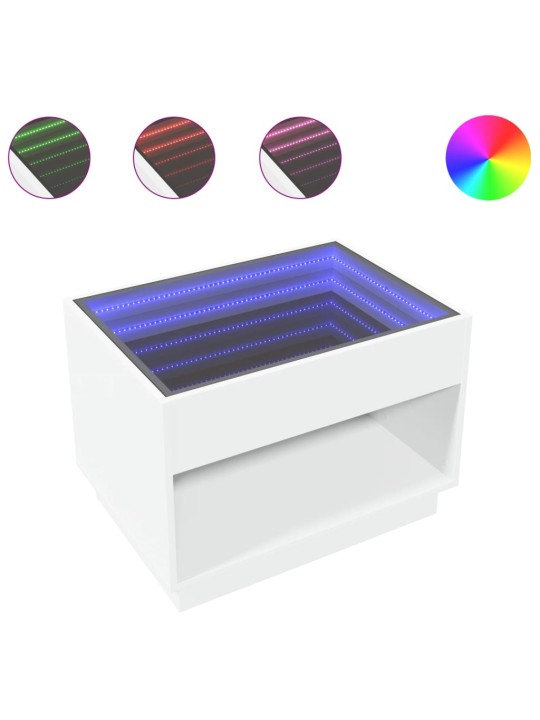 Konferenční stolek s Infinity LED bílý 70 x 50 x 50 cm