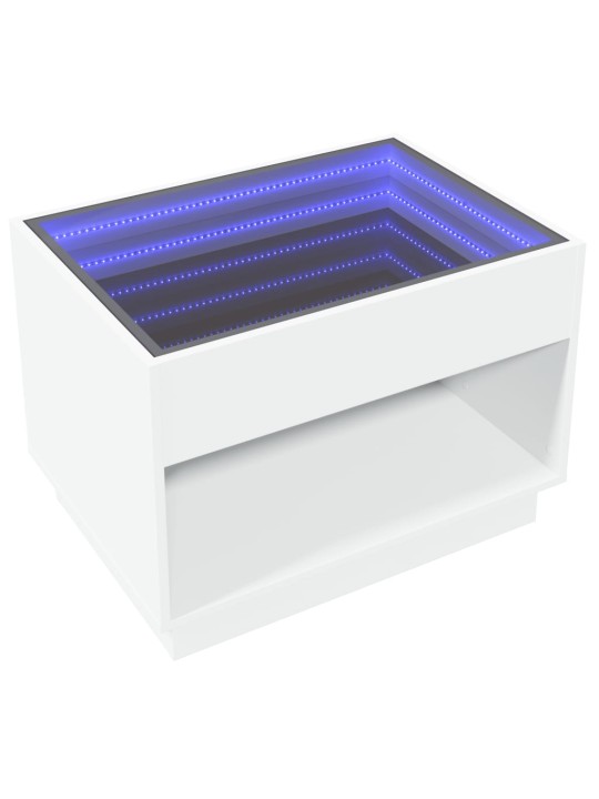 Konferenční stolek s Infinity LED bílý 70 x 50 x 50 cm