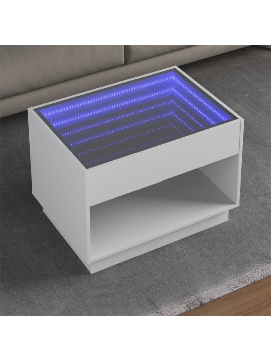 Konferenční stolek s Infinity LED bílý 70 x 50 x 50 cm