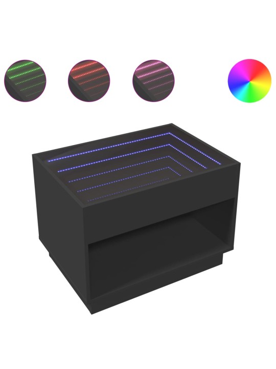 Konferenční stolek s Infinity LED černý 70 x 50 x 50 cm
