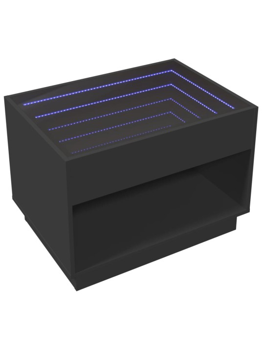 Konferenční stolek s Infinity LED černý 70 x 50 x 50 cm