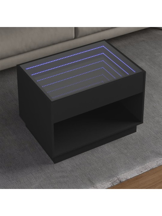 Konferenční stolek s Infinity LED černý 70 x 50 x 50 cm