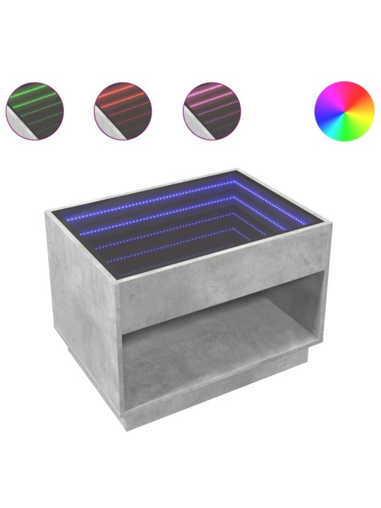Konferenční stolek s Infinity LED betonově šedý 70 x 50 x 50 cm