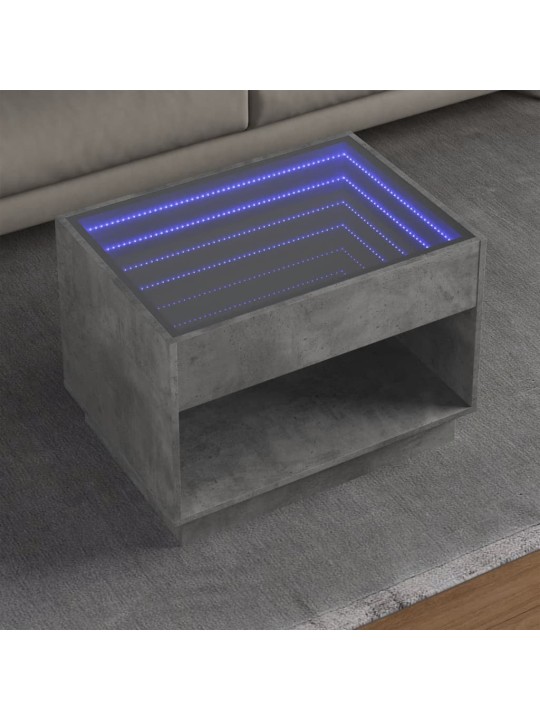 Konferenční stolek s Infinity LED betonově šedý 70 x 50 x 50 cm