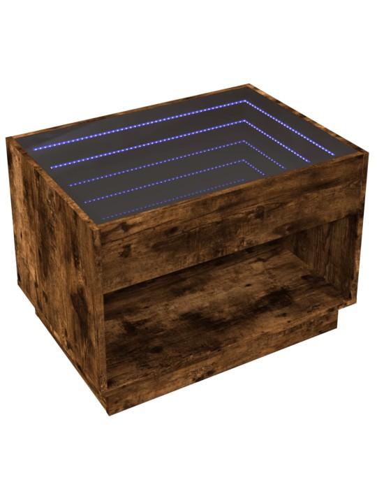 Konferenční stolek s infinity led kouřový dub 70 x 50 x 50 cm