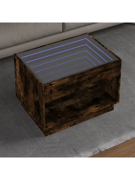 Konferenční stolek s infinity led kouřový dub 70 x 50 x 50 cm