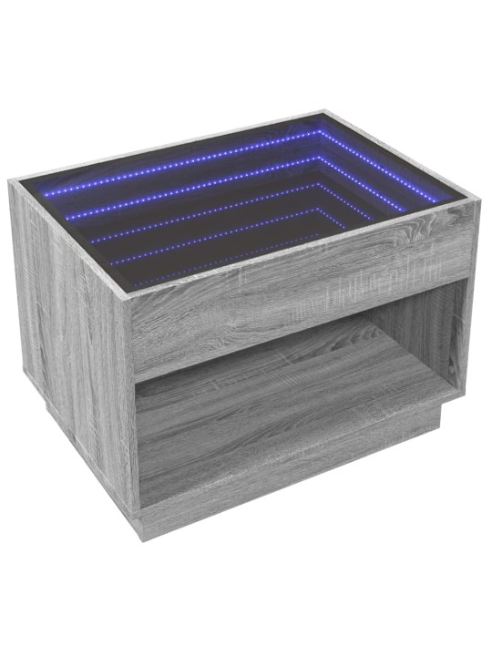 Konferenční stolek s infinity led šedý sonoma 70 x 50 x 50 cm