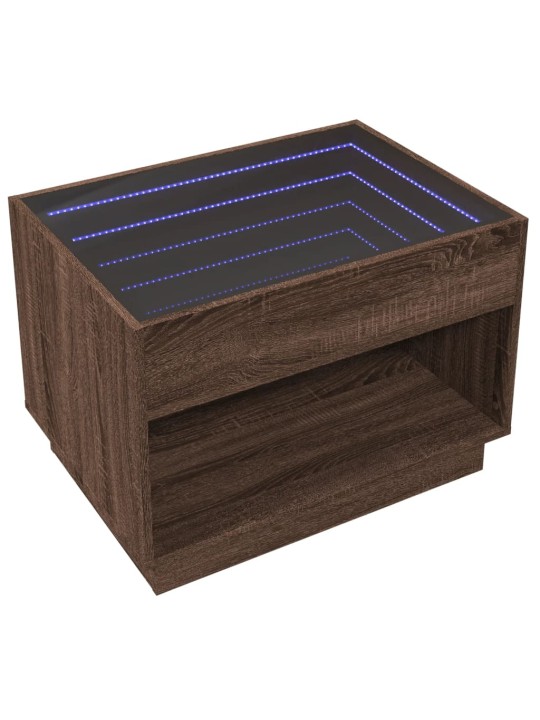Konferenční stolek s infinity led hnědý dub 70 x 50 x 50 cm