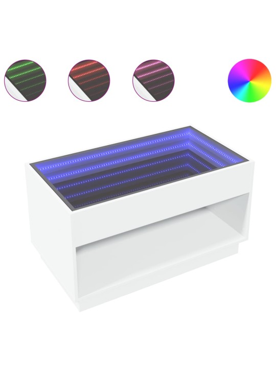 Konferenční stolek s Infinity LED bílý 90 x 50 x 50 cm