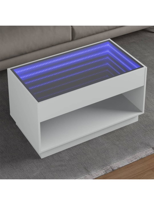 Konferenční stolek s Infinity LED bílý 90 x 50 x 50 cm