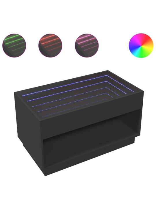 Konferenční stolek s Infinity LED černý 90 x 50 x 50 cm