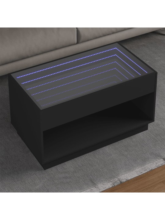 Konferenční stolek s Infinity LED černý 90 x 50 x 50 cm