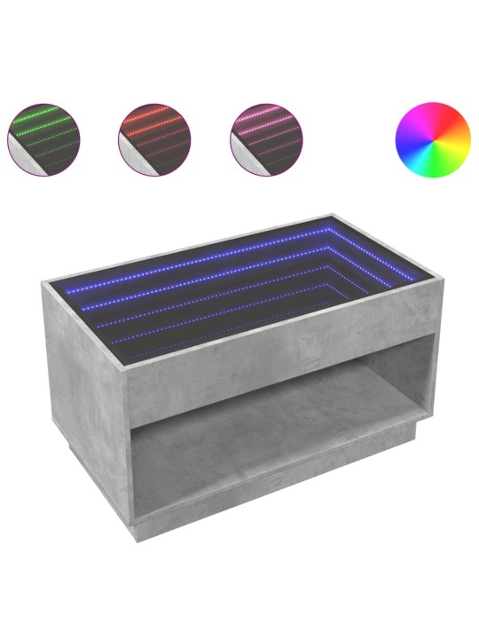 Konferenční stolek s Infinity LED betonově šedý 90 x 50 x 50 cm
