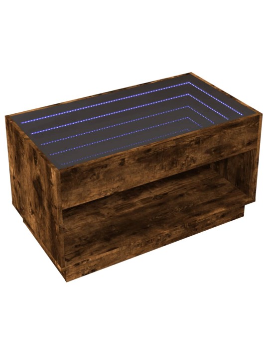 Konferenční stolek s infinity led kouřový dub 90 x 50 x 50 cm