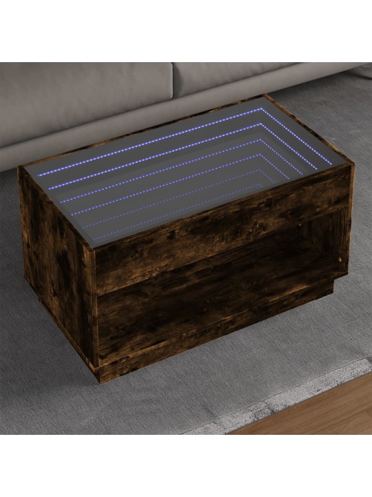 Konferenční stolek s infinity led kouřový dub 90 x 50 x 50 cm