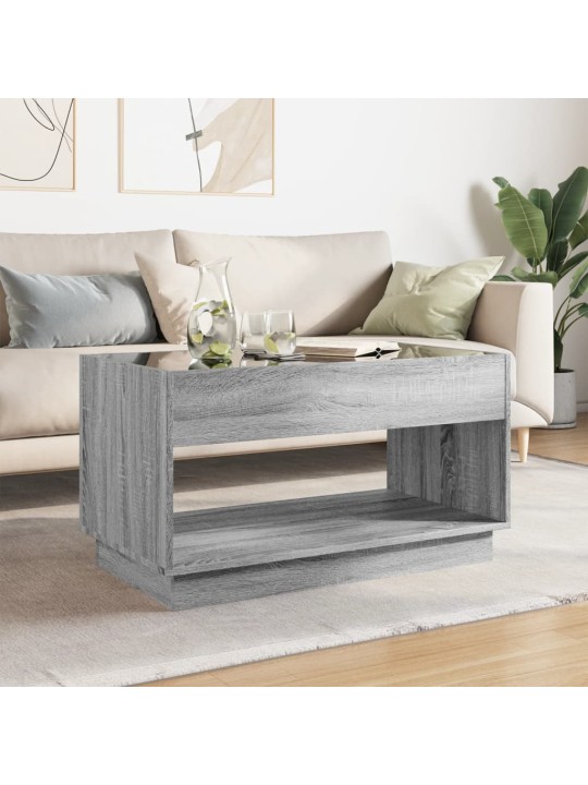 Konferenční stolek s infinity led šedý sonoma 90 x 50 x 50 cm